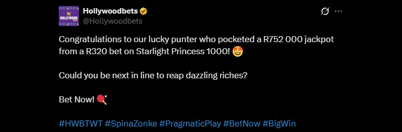 Twitter HollywoodBets R752K Royal Reward